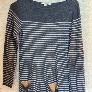 Boden stripped sweater dress with bright pockets